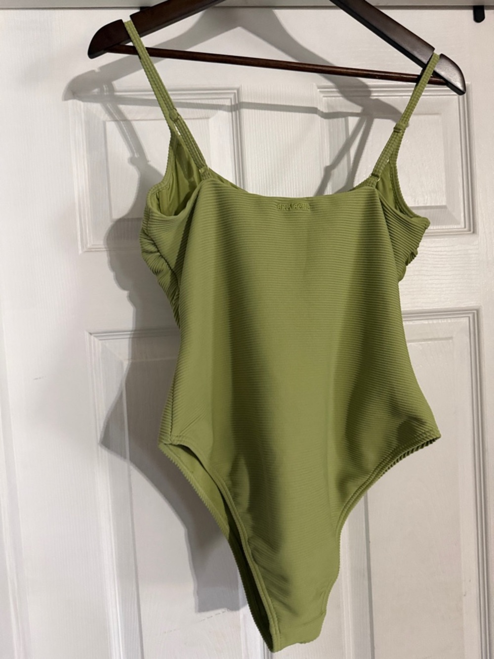 Olive Green Ribbed One-Piece Swimsuit - Picture 3 of 4